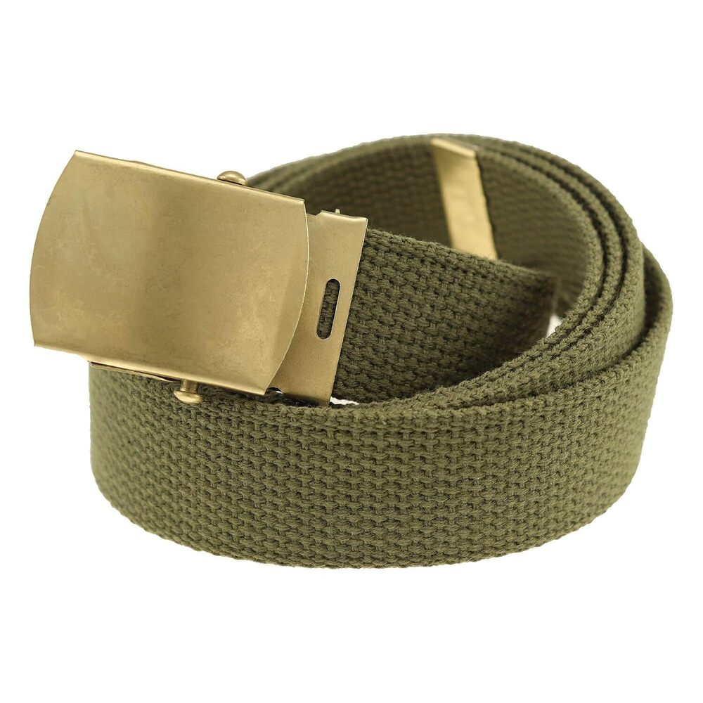 Olive Canvas Web Belt Military Buckle Cargo